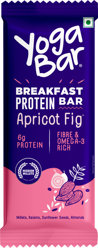 Yogabar Breakfast protein bar apricot fig Pouch(45 g)