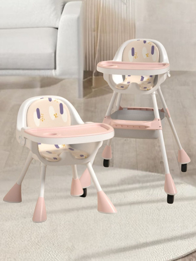 Little Olive 3-in-1 Convertible High Chair for Kids - Trendy Design, Adjustable, Foldable(Light Pink)