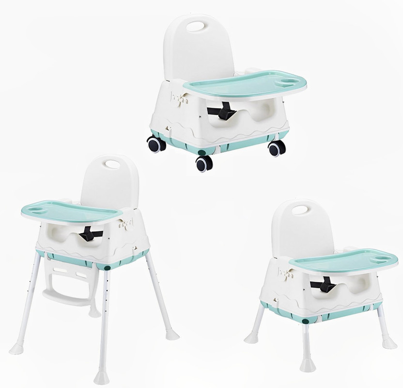 SYGA High Chair for Baby KidsSafety Toddler Feeding Booster Seat Dining Table Chair with Wheel and Cushion -Mint(Green)