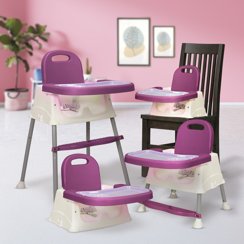 LuvLap 4 in 1 Convertible Baby High Chair with footrest & booster seat for Baby Feeding(Purple)