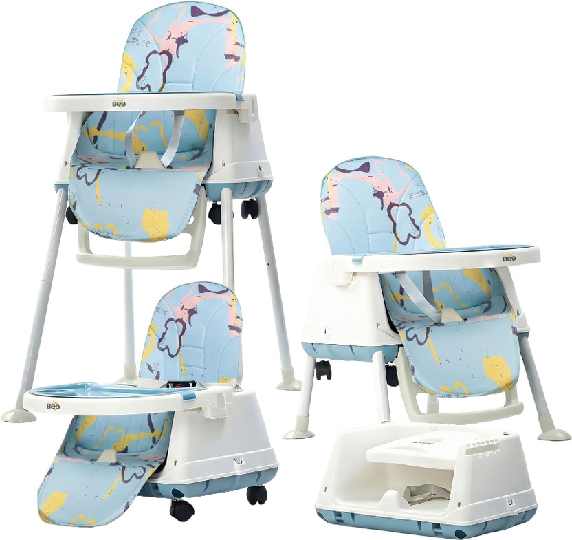 Golden Bee Deluxe 4 in 1 Baby High Chair, Feeding Seat,Tray, Wheels, Cushion Seat,0-3 years(Blue)