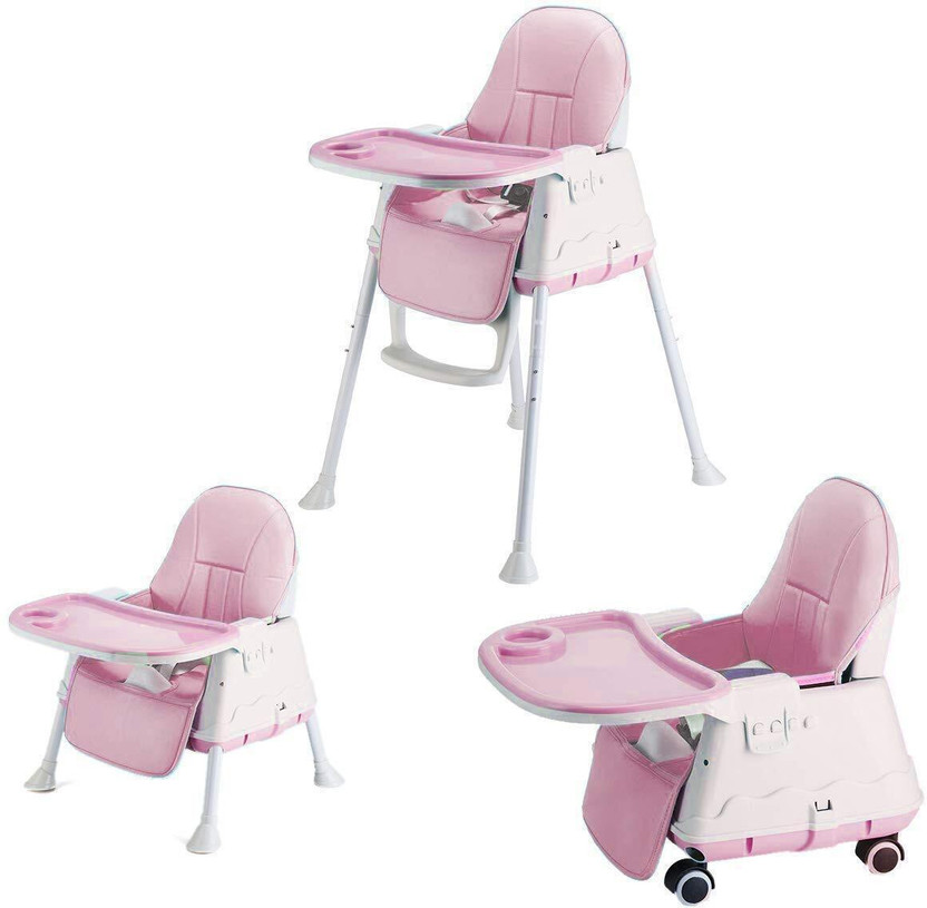 SYGA High Chair for Baby Kids, Safety Toddler Feeding Booster Seat Dining Tab(Pink)