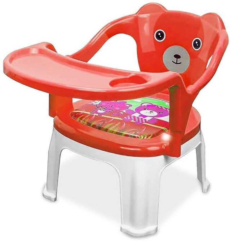 TONY STARK Baby Chair with Tray Strong & Durable Plastic Portable Chair for Kids,Upto 35Kgs(Red)