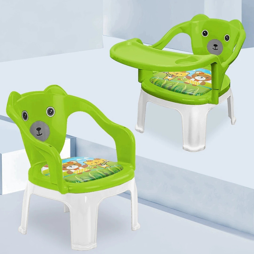 TONY STARK Baby Chair with Tray Strong & Durable Plastic Portable Chair for Kids,Upto 35Kgs(Green)