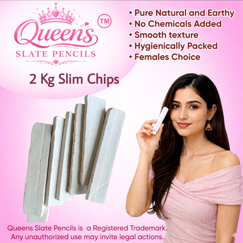 Queens Queens Slatepencils 2Kg Girls Favourite Natural Slate Pencils Full Earthy Smooth and Soft White Chalk box , Premium Quality Pencil Chips Multi Purpose Use(2000 ml) - Flipkart Deal