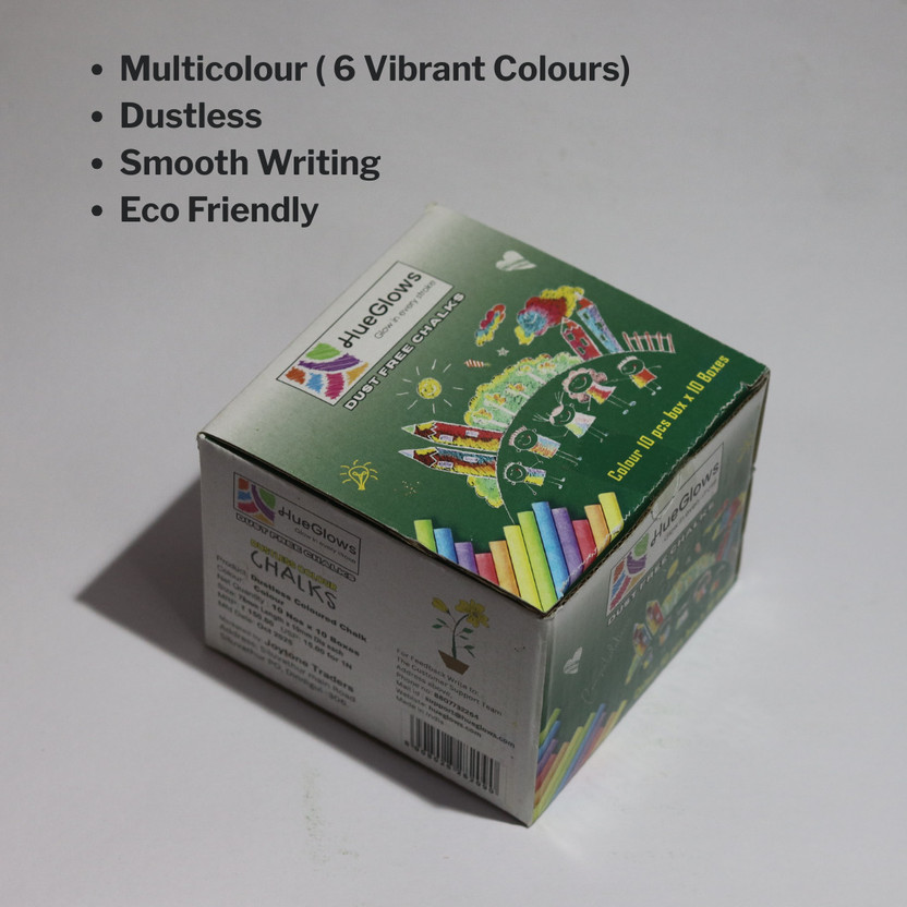 HueGlows Dustless Non Toxic, Easy Erase, Smooth Writing, Multicolour, Slate pencil Chalks(100 Sticks)