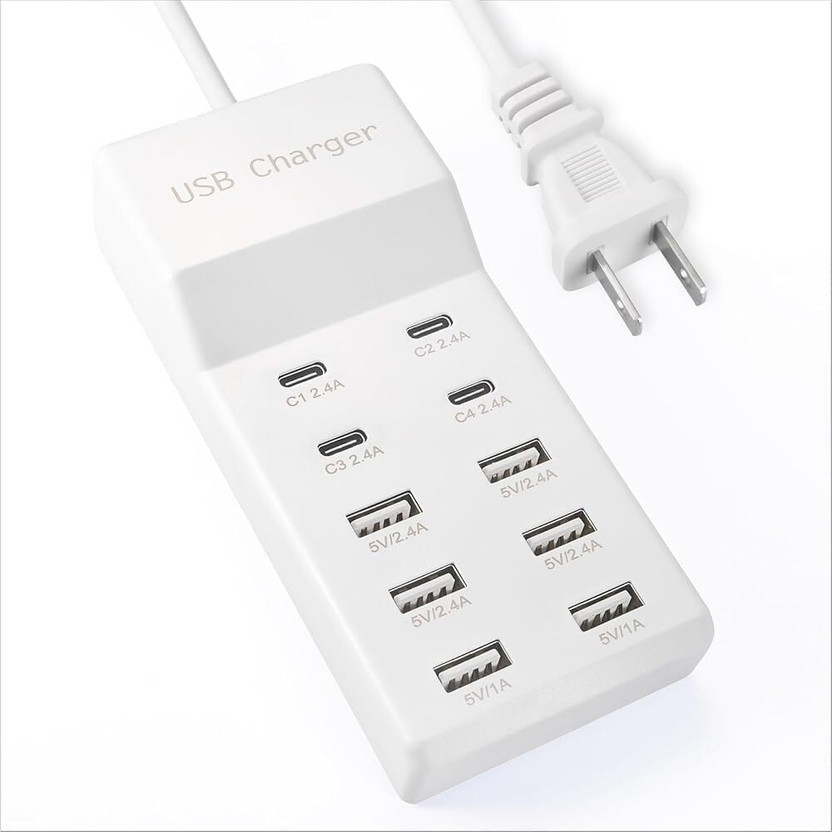 Naviscinest Portable USB C Charging Station,USB-C 4-Ports, Hub 10-Ports USB Charger Dock Charging Pad