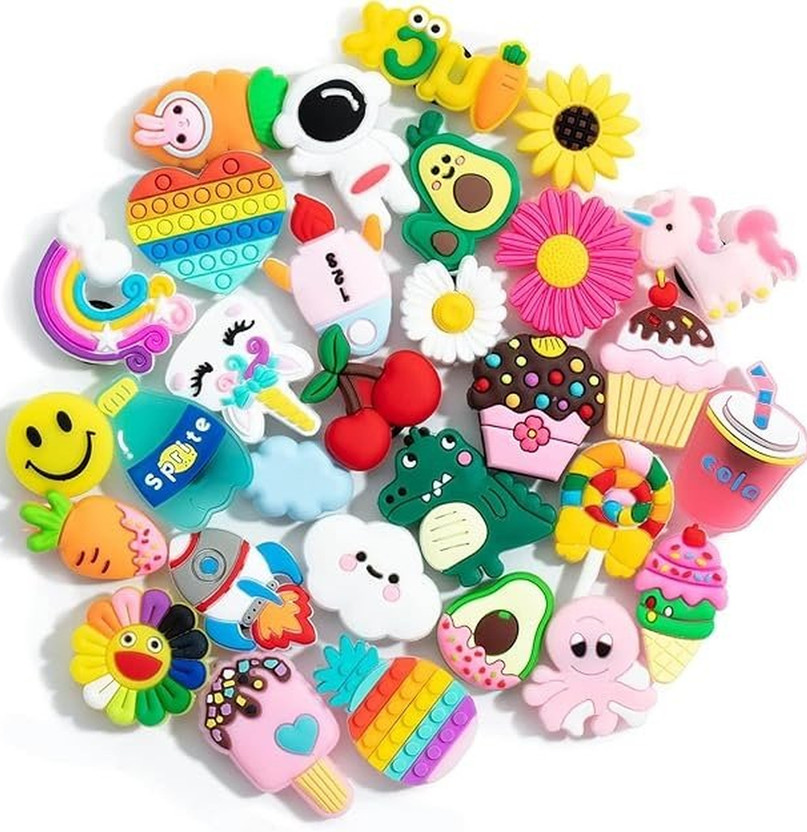 BABOLE BABOLE PACK OF 30 COLOURFUL SHOE DECORATION CHARMS Rubber Shoe Charm