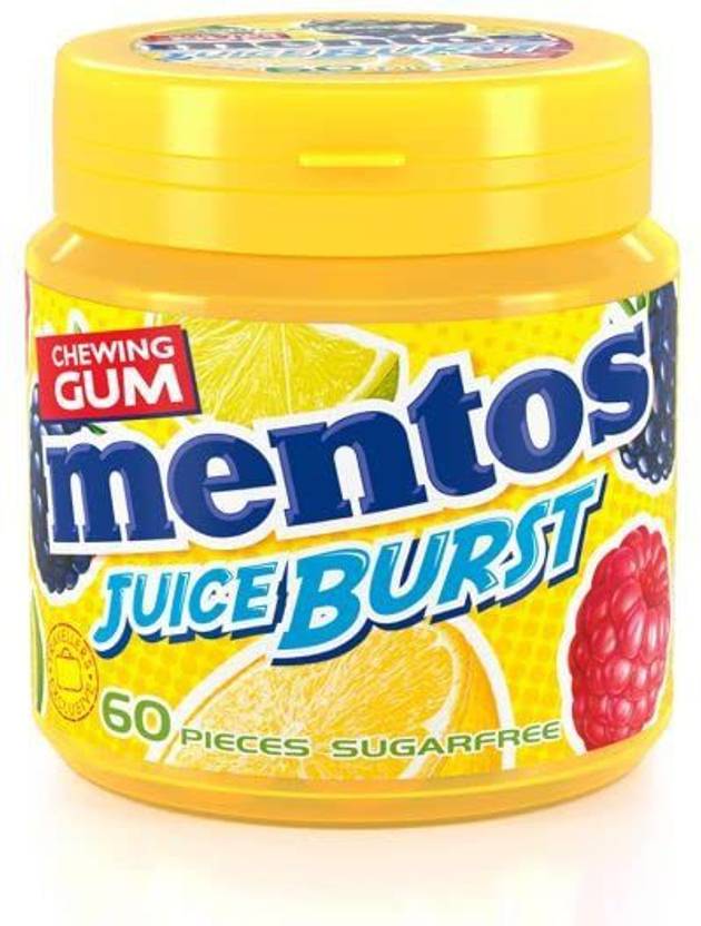Mentos Mix Fruit Chewing Gum Juice Burst 60 Pieces Sugar Free Gum 120g