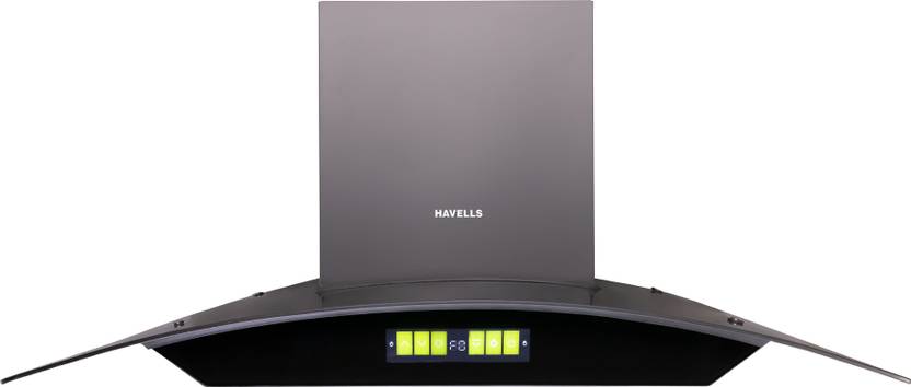 HAVELLS Polaris BLDC 60cm Curved Glass Kitchen Chimney Auto Clean Wall Mounted Black 1600 CMH Chimney