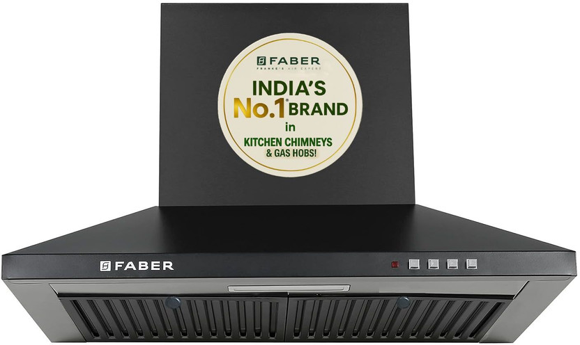 FABER HOOD PLUTO PB BF BK 60 Pyramid Shape 60cm|3 Layer Baffle filter|Powerful suction |Low Noise Wall Mounted Black 1000 CMH Chimney