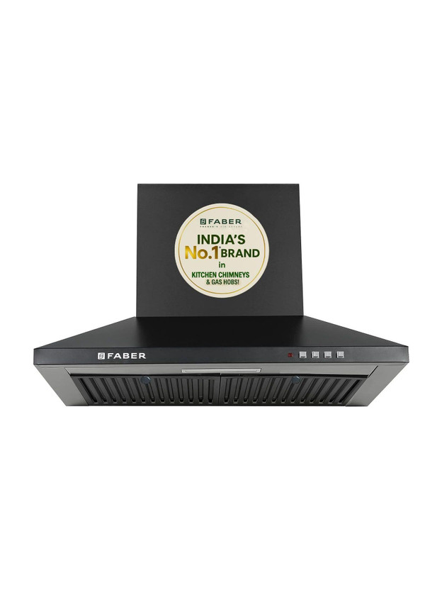 FABER HOOD PLUTO PB BF BK 1000 CMH 60 cm Pyramid Shape 60cm|3 Layer Baffle filter|Powerful suction |Low Noise Chimney(Wall Mounted, Black)