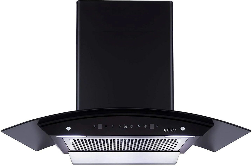 Elica WDFL 906 HAC LTW MS NERO Auto Clean Curved Glass 90 cm| 15 Years Motor Warranty|Heat Autoclean| Gesture Control| Filterless|Powerful Suction | Low Noise Wall Mounted Black 1350 CMH Chimney