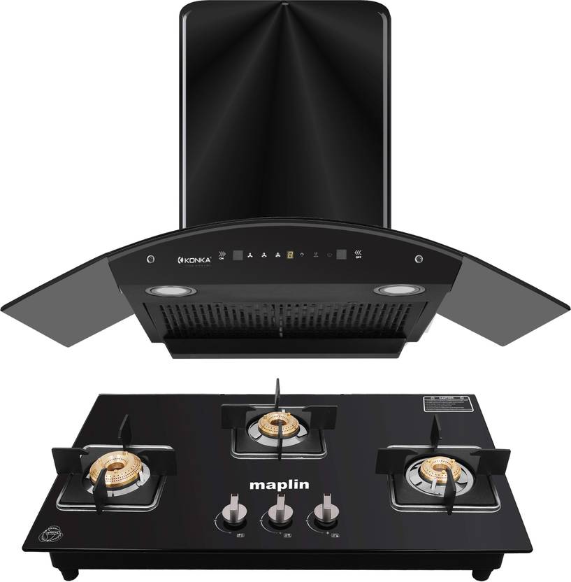 Maplin Combo of Chimney and Gas Cooktop model GH03 & Konka (90 cm) Auto