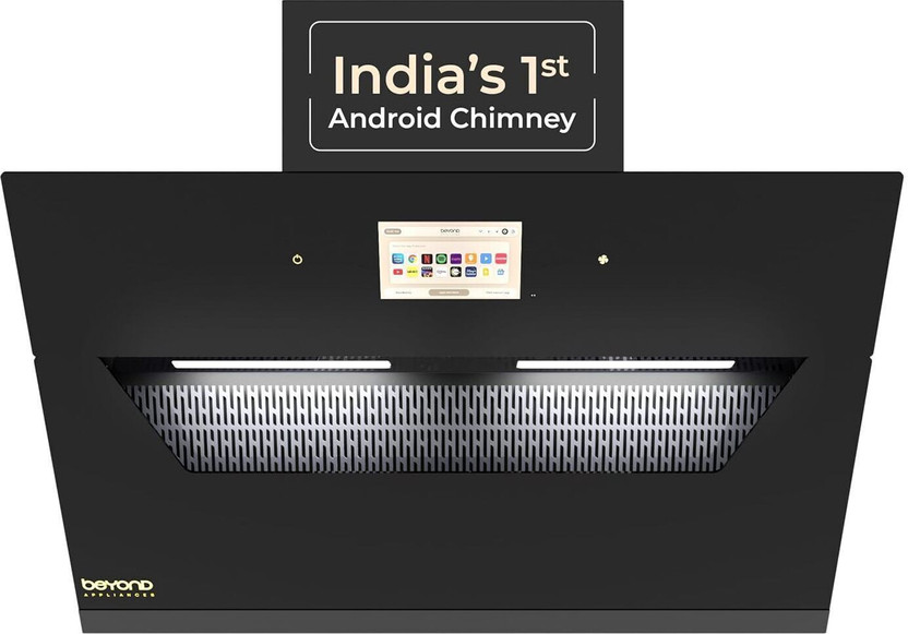 Beyond Appliances Eris 90cm Slant Android Chimney Filter-Less | Motion Sensor Auto Clean Wall Mounted Black 1500 CMH Chimney