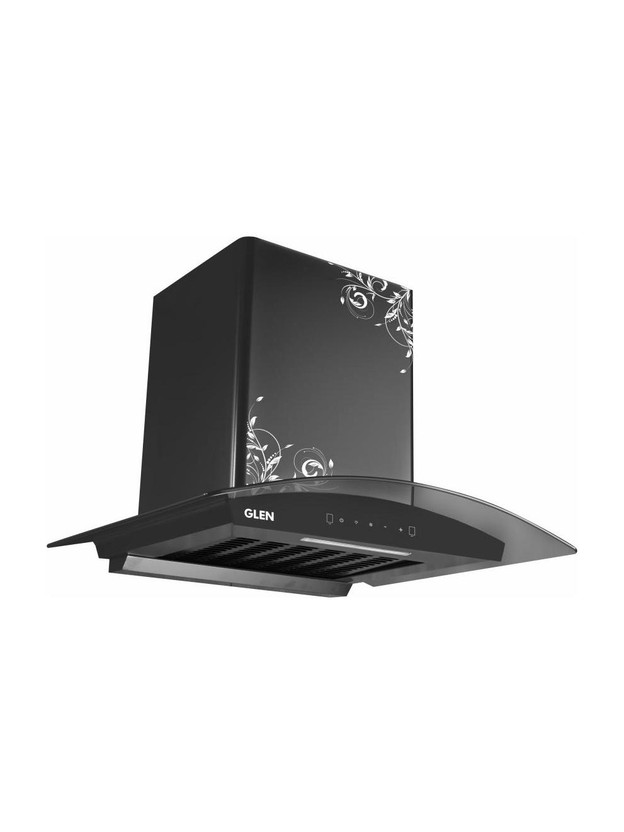 Glen ISPA 60 cm BL DZ 1200 m3 1200 CMH 60 cm Curved Glass 60 cm|Touch & Gesture Control| Autoclean| Filterless|Powerful Suction | Low Noise Auto Clean Chimney(Wall Mounted, Black)