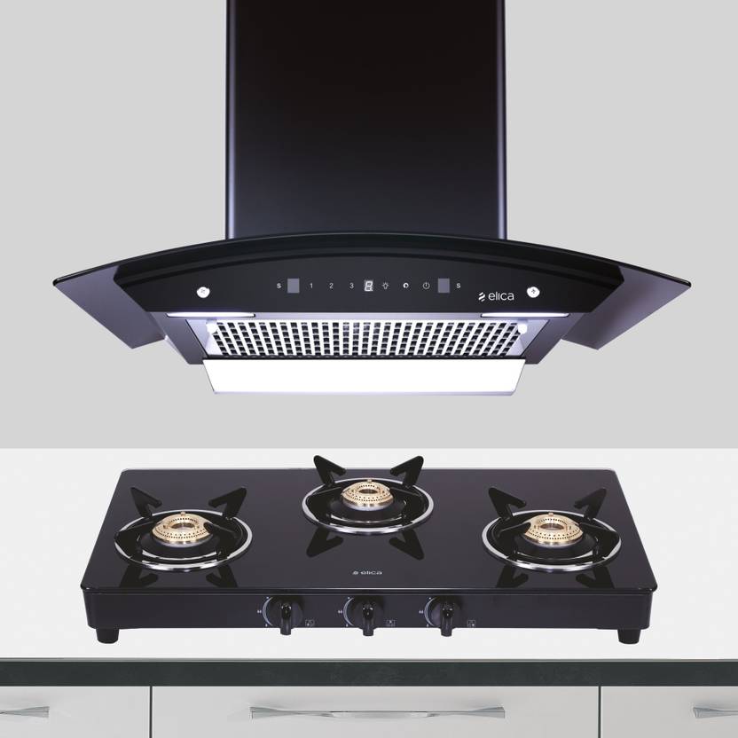 Elica COMBO KITCHENHOOD WDFL 606 HAC LTW MS NERO + COOKTOP 703 VETRO