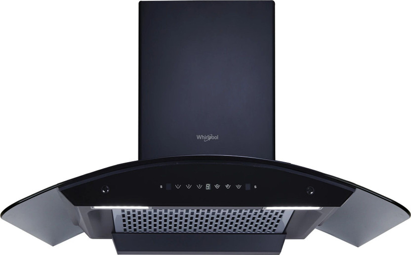 Whirlpool CGFL PRO 904 HAC BK HOOD Auto Clean Curved Glass 90 cm| 11 Years Motor Warranty| Heat Autoclean| Gesture Control| Filterless|Powerful Suction | Low Noise Wall Mounted Black 1600 CMH Chimney