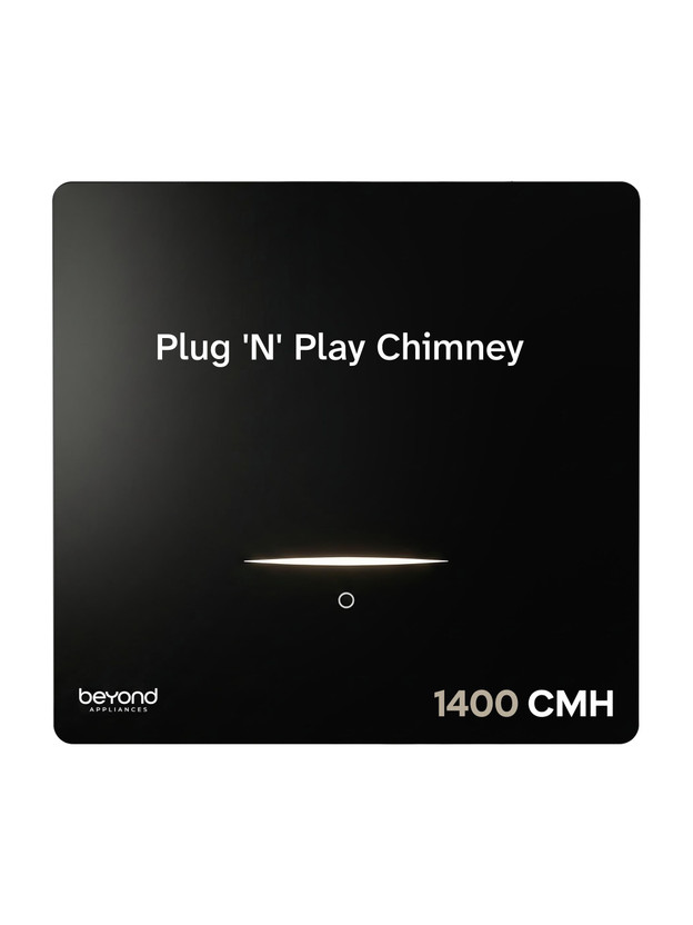 Beyond Appliances CUBE PLUG AND PLAY CHIMNEY 1400 CMH 60 cm | Auto Clean | 5-Stage Charcoal Activated Filter | Touch Control | 3-way Suction | 48dB Low Noise Auto Clean Chimney(Wall Mounted, Black)