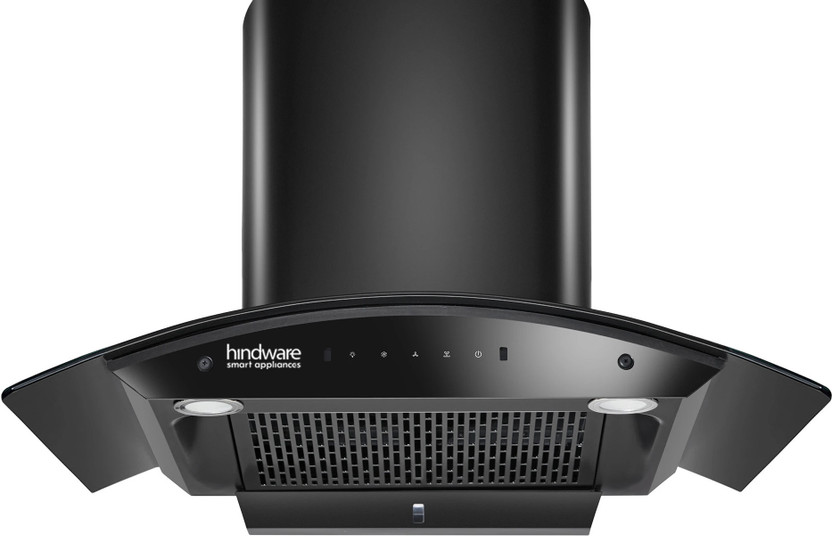 Hindware Smart Appliances Ripple Blk Plus Autoclean 90 IN Auto Clean | Curved Glass | Filterless | Touch Control | Motion Sensor | 10 Years Motor Warranty | Energy Efficient LED Light | Powerful Suction Wall Mounted Black 1500 CMH Chimney