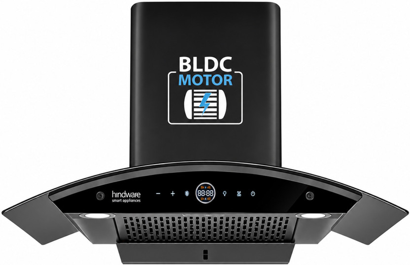 Hindware Hindware Smart Appliances Ripple Plus BLDC Autoclean 90 IN 1600 CMH 90 cm | Curved Glass | Filterless | Touch Control | Energy Efficient LED Light | Powerful Suction | Auto Clean Chimney(Wall Mounted, Black) - Flipkart Deal