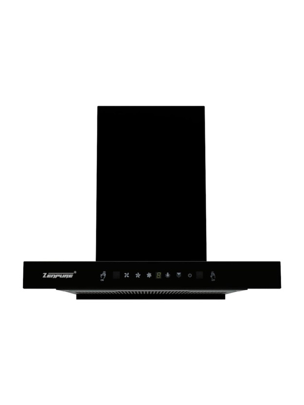 ZENPURE Hella T-Shape 1350 CMH 60 cm Filterless Touch Motion Sensor Powerful Suction Low Noise With Led Light Auto Clean Chimney(Wall Mounted, Black)