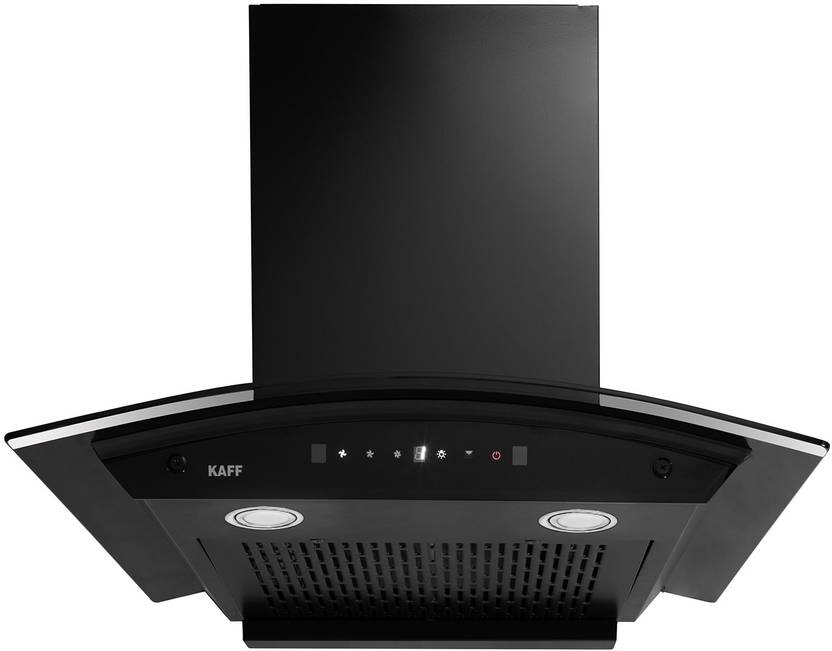 Kaff KEC60A Curve Glass Chimney 60 CM 1450 CMH 60 cm Gesture Control Auto Clean Chimney (Wall Mounted, Grey)