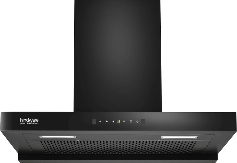 Hindware Smart Appliances Regina 60 cm Auto Clean T-Shape Filterless Touch Control, Motion Sensor Energy Efficient LED Light Powerful Suction Wall Mounted Black 1300 CMH Chimney