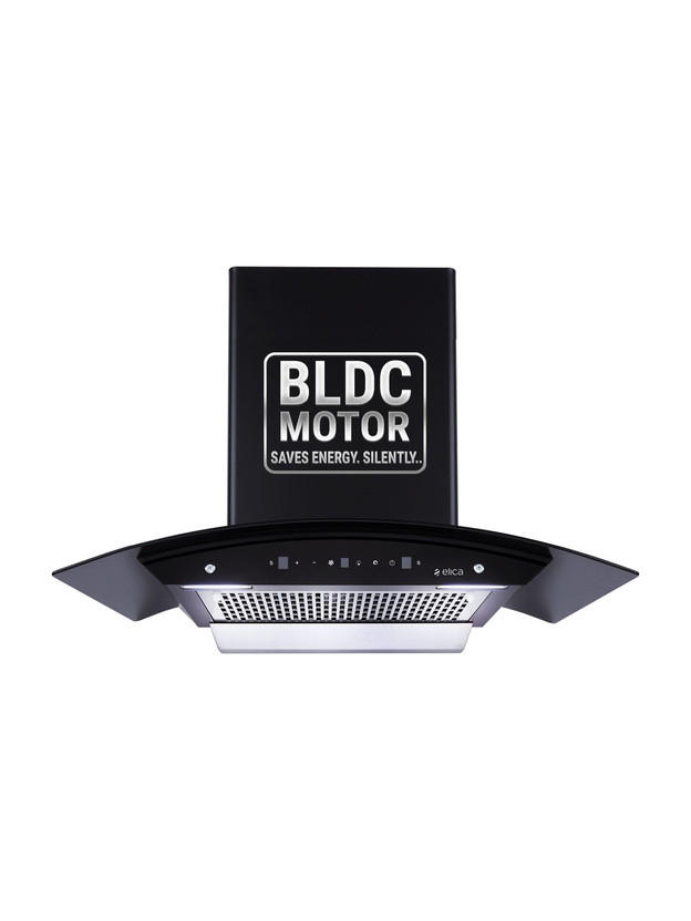 Elica WDFL 900 BLDC HAC LTW MS NERO 1500 CMH 90 cm Curved Glass 90 CM | BLDC Motor | 15 Years Motor Warranty|Heat Autoclean| Gesture Control| Filterless|Powerful Suction | Low Noise Auto Clean Chimney(Wall Mounted, Black)