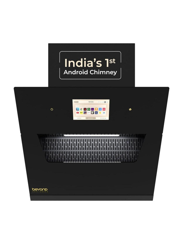 Beyond Beyond Appliances Eris 60cm Slant Android Chimney Filter-Less| Motion Sensor 1500 CMH 60 cm Auto Clean Chimney(Wall Mounted, Black) - Flipkart Deal