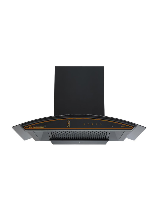 Kutchina Virgose DLX 90 1400 CMH 90 cm Motion Sensor Control Touch Control Auto Clean Powerful suction Low Noise Auto Clean Chimney(Wall Mounted, Black)
