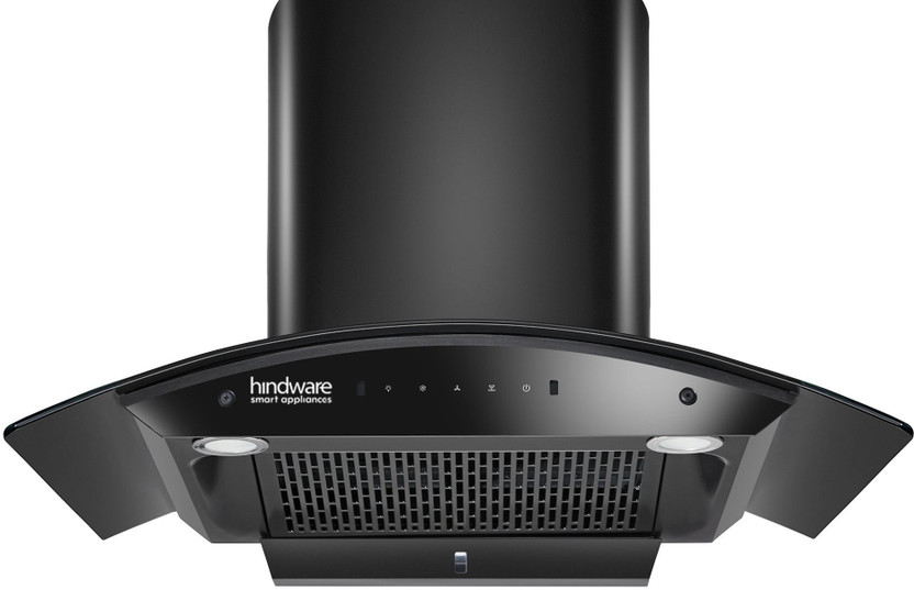 Hindware Smart Appliances Ripple Blk Plus Autoclean 75 IN Auto Clean Curved Glass | Filterless | Touch Control | Motion Sensor | 10 Years Motor Warranty | Energy Efficient LED Light | Powerful Suction | Wall Mounted Black 1500 CMH Chimney