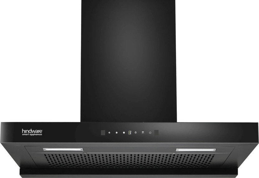 Hindware Smart Appliances Regina 75 cm Auto Clean T-Shape Filterless Touch Control, Motion Sensor Energy Efficient LED Light Powerful Suction Wall Mounted Black 1300 CMH Chimney