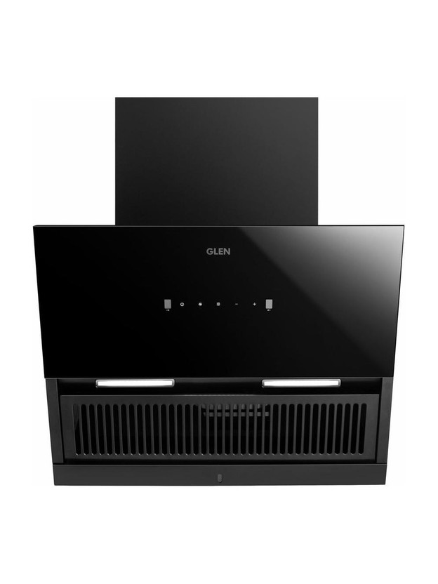 Glen Kara 90cm 1200 CMH 90 cm Slant Glass 90 cm| Touch & Gesture Control| Autoclean| Filterless|Powerful Suction|Low Noise Auto Clean Chimney(Wall Mounted, Black)