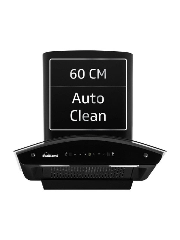 Sunflame Lamia 60 FL HAC TC 1400 CMH 60 cm Auto Clean Chimney(Wall Mounted, Black)