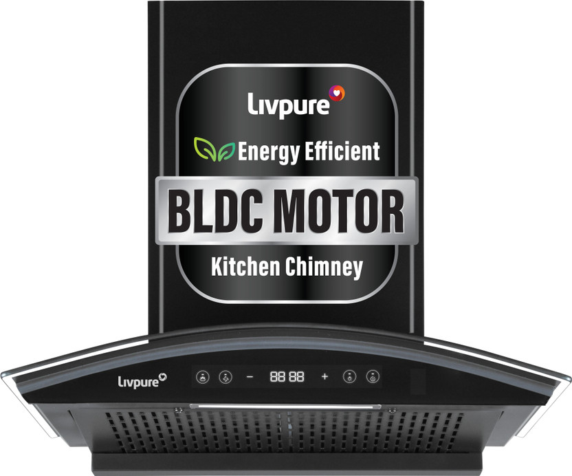 LIVPURE ETERNA-BLDC-60-FL-HAC Auto Clean Wall Mounted Black 1400 CMH Chimney