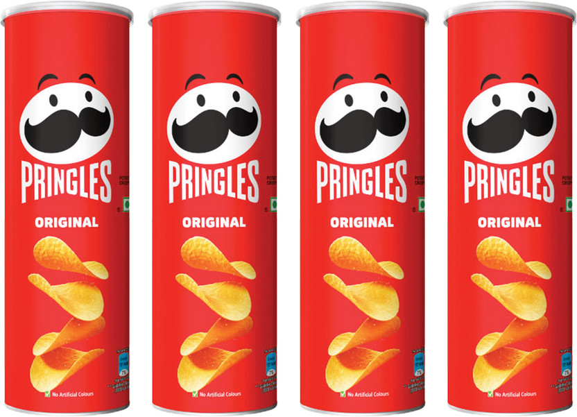 Pringles Potato Chips Original Pack of 4, Salted Flavor, Crispy Snack for Game Nights Chips(4 x 107 g)