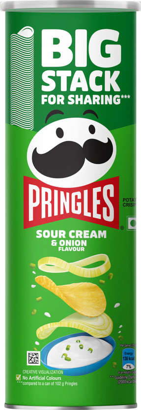 Pringles Sour Cream & Onion Potato Chips | Crispy Snack Chips(141 g)