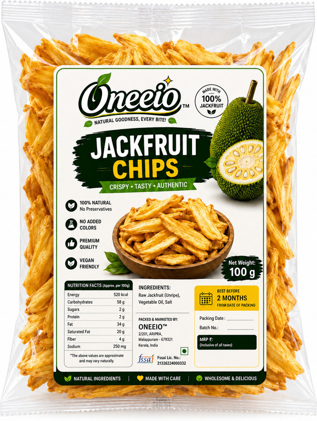 oneeio Kerala Jackfruit Chips 200g| Kerala Traditional Snack | Ready to eat Chips(100 g)
