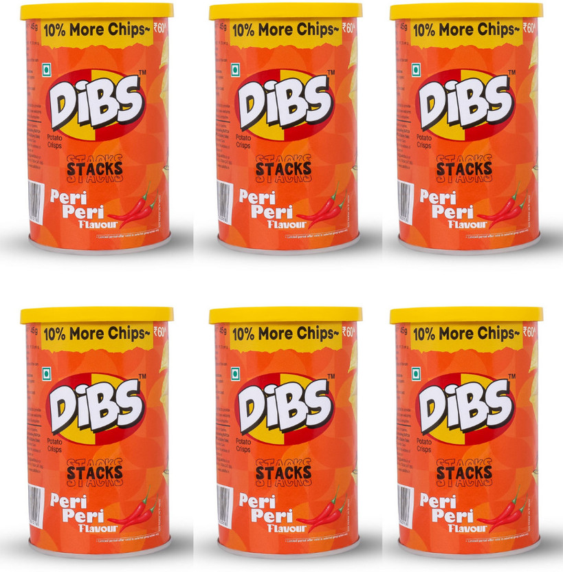DIBS Potato Crisps On the Go Adventure Peri Peri Chips (Pack of 6) Chips(6 x 45 g)