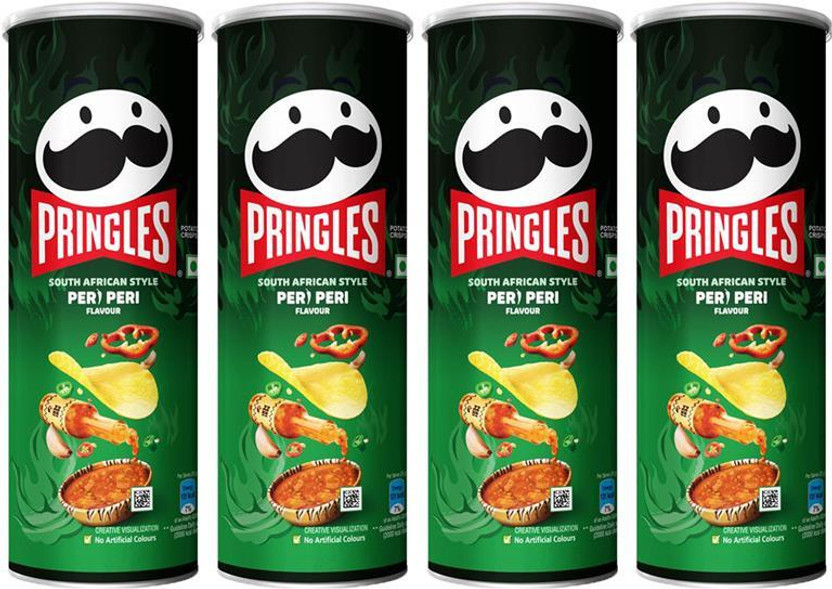 Pringles Potato Chips Peri Peri Flavor Pack of 4, Crispy Snack for Movie & Game Nights Chips(4 x 102 g)