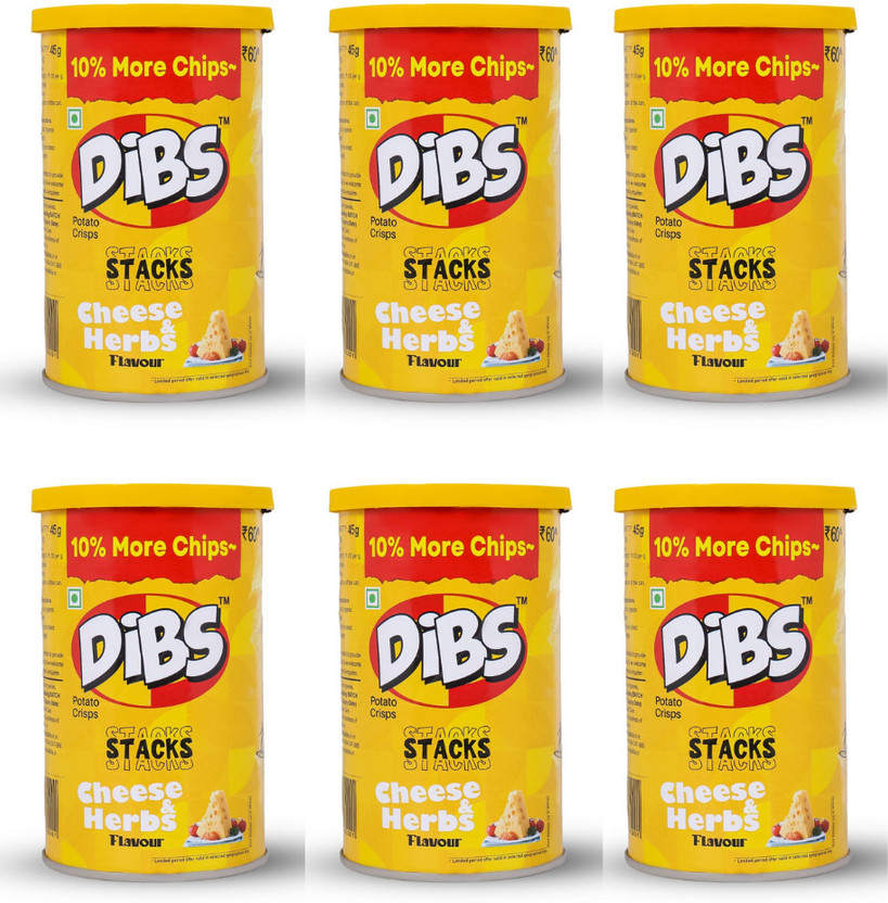 DIBS Potato Crisps On the Go Adventure Cheese & Herbs Chips (Pack of 6) Chips(6 x 45 g)