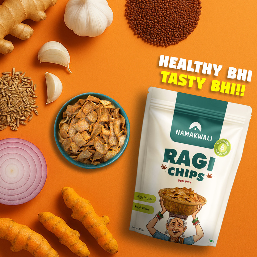 Namakwali Ragi Chips | Healthy Millet Snack | Gluten-Free, High-Fiber & Crunchy Chips(2 x 100 g)