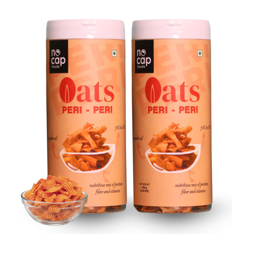 Nocap Foods Pack of 2 |Nocap Oats Peri Peri Chips 150 gm|Healthy Chips| No Palm Oil Chips(2 x 75 g)