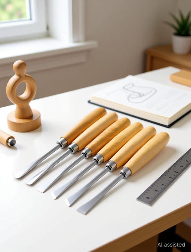 Gadariya King Good quality 6 Pcs Professional Wood Handle Carving Chisels Tools, Woodworking Sculpting Wood Carving Chisel Set for DIY Art Craft Clay Carpentry Combination Chisel Set(Pack of 6)