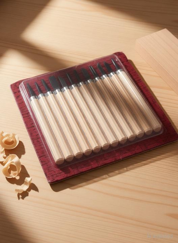 BAOER Wood Carving Hand Tool Set Professional Wood working Gouges 12-Piece Knife Bevel Chisel Set(Pack of 12)