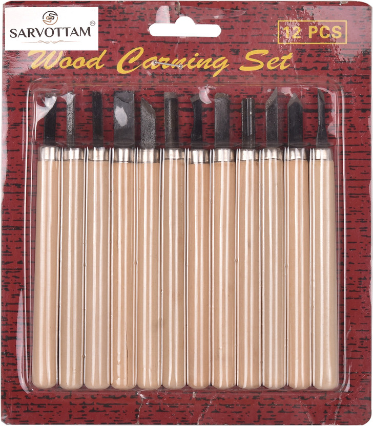 Sarvottam Sarvottam Wood Carving Hand Tool Set Professional Wood working Gouges 12-Piece Knife Combination Chisel Set(Pack of 1) - Flipkart Deal
