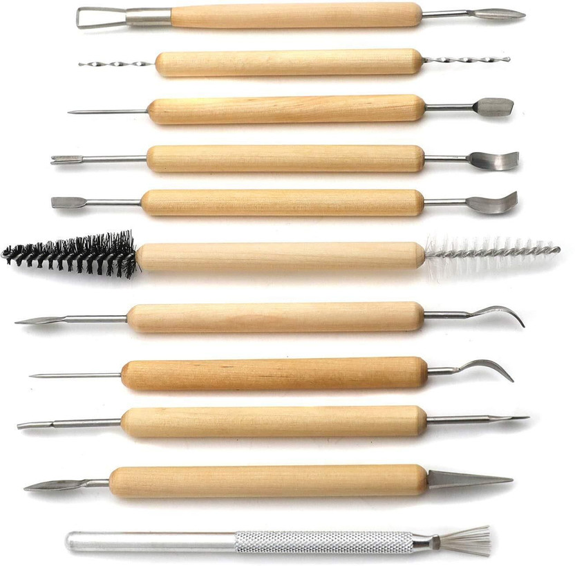 PAVITYAKSH 15PCS Wood Carving & Clay Tool Set for DIY Crafts | Stainless Steel Sharp Blades 15PCS WOOD CURVING Molding Carving Wooden Metal for Pottery Modeling Paring Chisel(9 mm Blade)