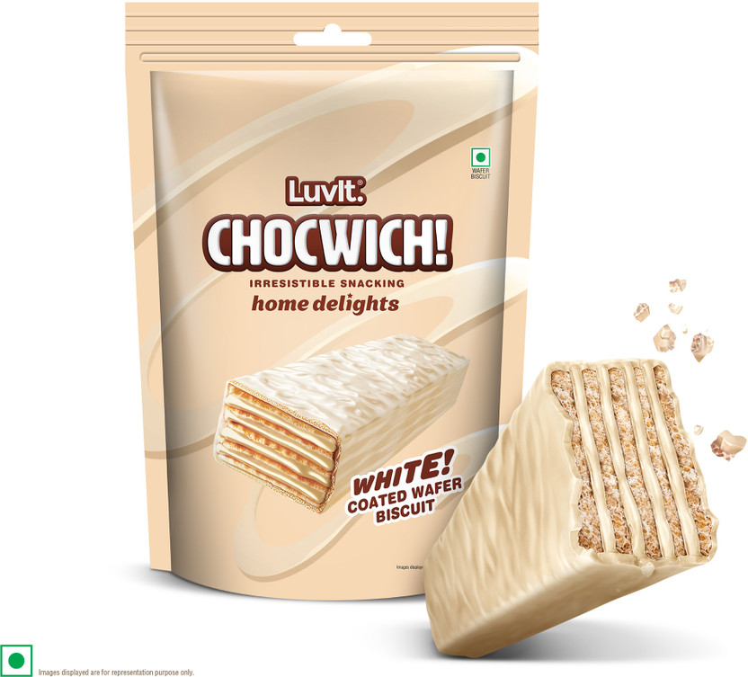 LuvIt Chocwich White Home Delights Wafer Chocolates | Crunchy & Delicious | Homepack | Bar Gift Pack(160 g)
