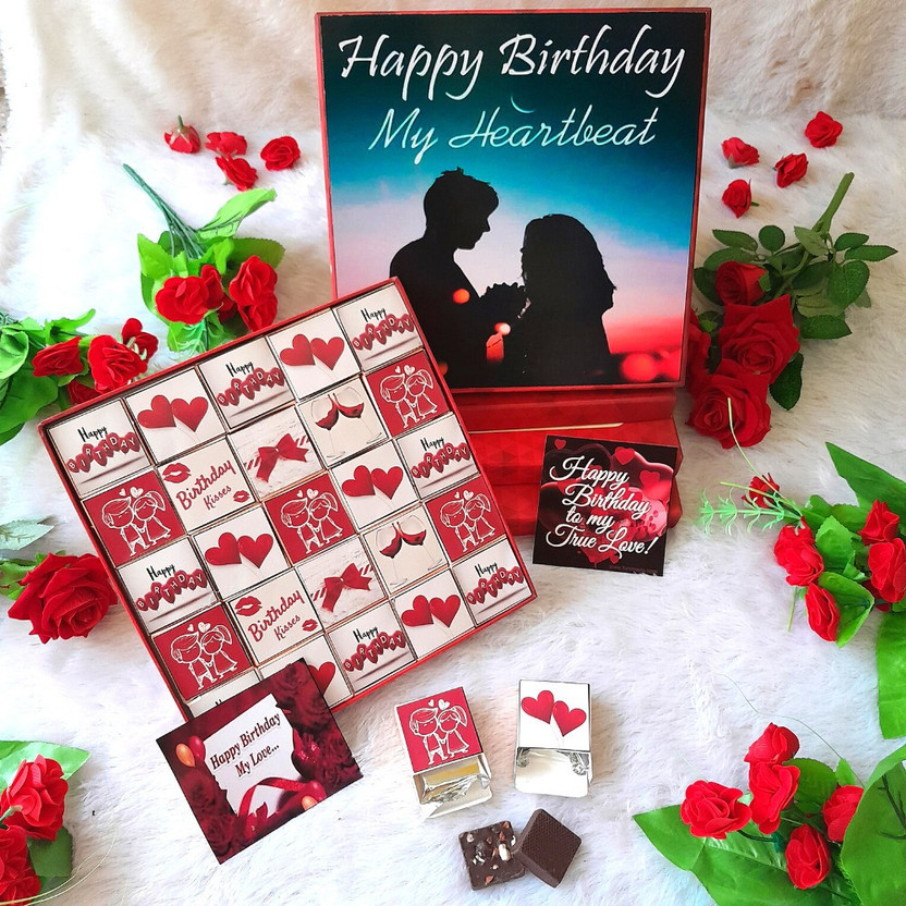 Expelite Happy Birthday My Heartbeat My love - 25 pc Birthday gift for Boyfriend Bars(450 g)